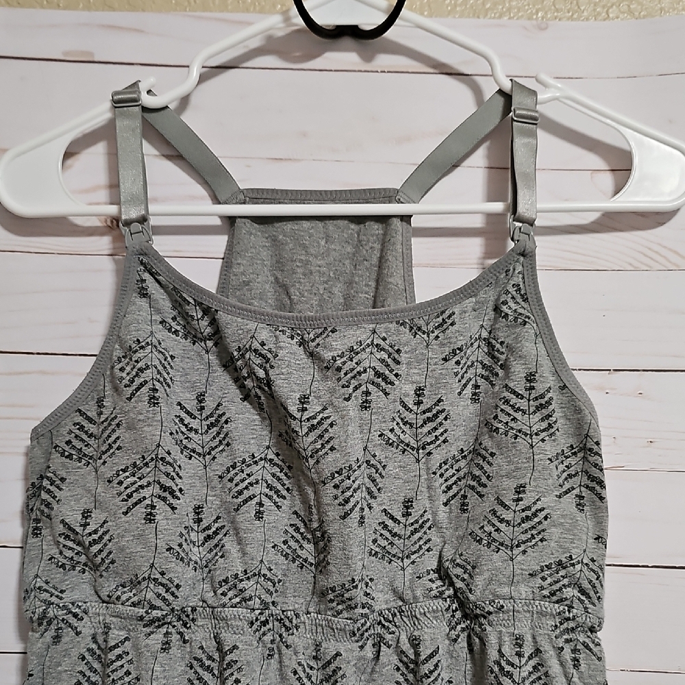 Gray Leaf Pattern Nursing Tank Top - Picture 2 of 8